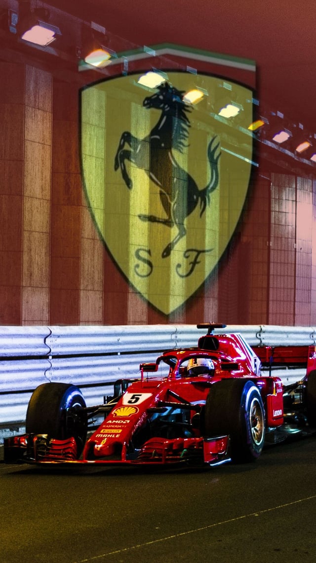Immagine del pilota Ferrari in azione durante un Gran Premio